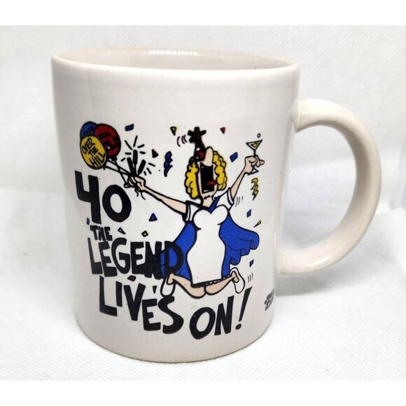 40th Birthday Ceramic Mug "40 The Legend Lives On" White With Colorful Design - Picture 1 of 8